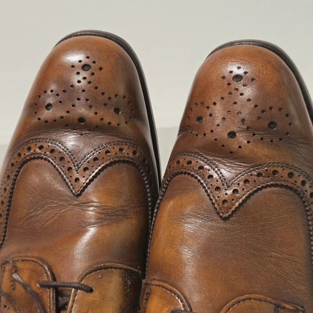 Allen Edmonds Leiden Shoes Mens 13 B Walnut Leather Wingtip Derby 1972 Brogue